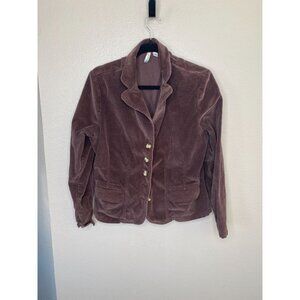 St. Johns Bay Stretch Womens Brown Corduroy Blazer Jacket Large  Button Front